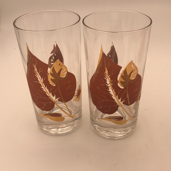 Federal Glass MCM/VTG Leaves Deluxe Drinking/Highball Glasses (Set of 6) - Picture 2 of 9